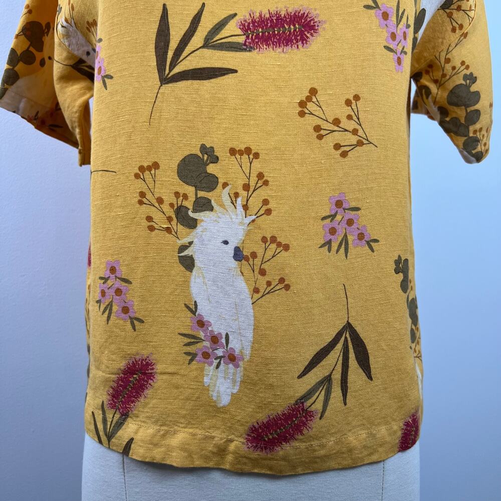 Princess Highway Womens Top Parrot Floral Novelty Print Boxy Short Sleeve Size 6 - Picture 9 of 14